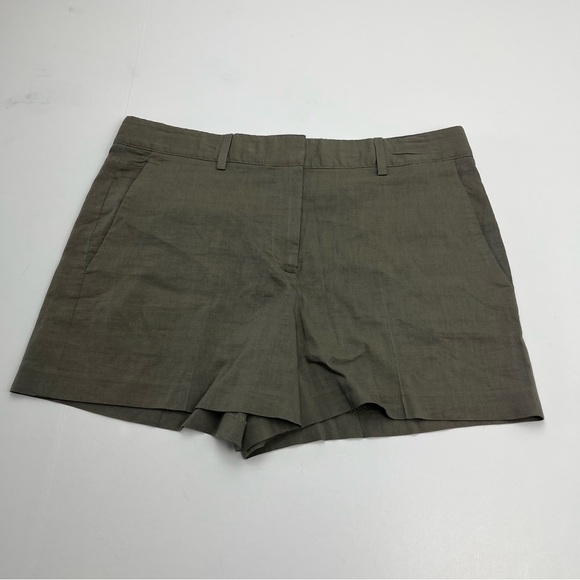 Theory Linen Blend‎ Womens Size 4 Green Shorts Summer Coastal Vacation Pockets - Picture 1 of 12
